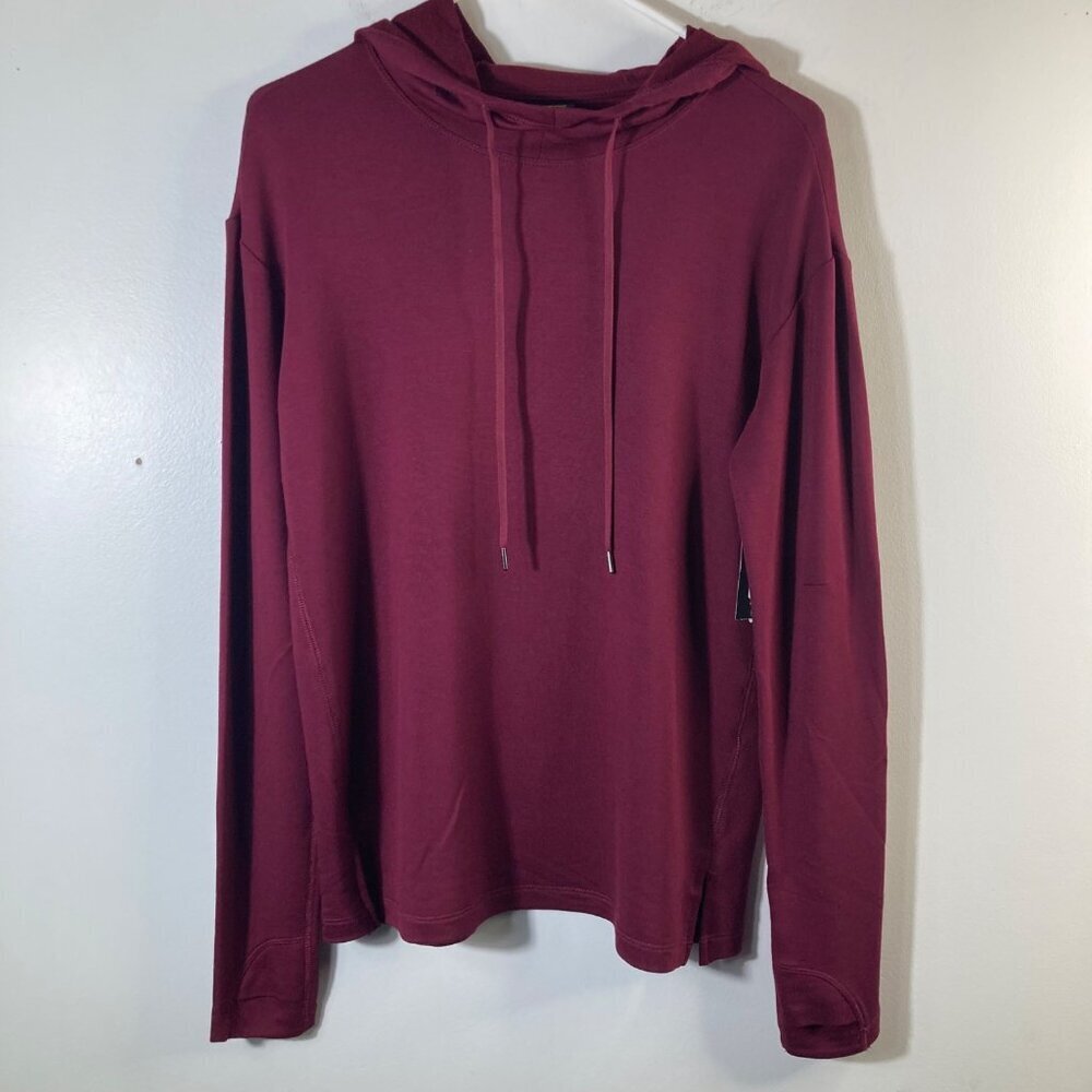 Womens Athletic Works Mock Neck Hoodie Merlot Wine XS 0-2 Modal Polyester Spande